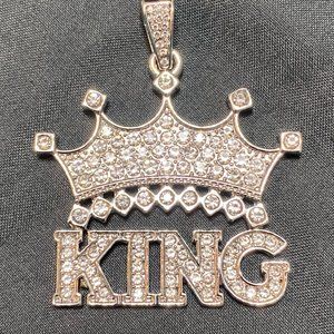 CZ Encrusted King Crown Pendant